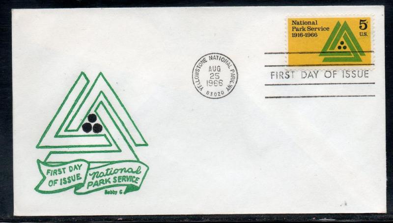 US #1314 National Park Service FDC Bobby G Cachet unadd D182