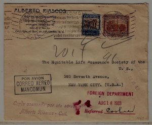 Colombia/USA airmail cover Scadta 1.8.33 signed Spalink
