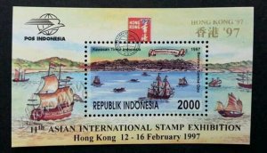 Indonesia Hong Kong Exhibition Sailboat 1997 Maritime Vehicle Transport (ms) MNH