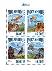 Mozambique - 2013 Eagles Bird of Prey  4 Stamp Sheet 13A-1378