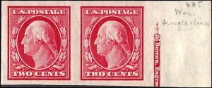 384 Mint,OG,HR... Pair w/Partial Imprint... SCV $11.00