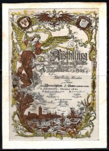 1891 Germany Poster Stamp Exhibition Of German Art And Industry London, October