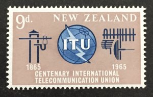 New Zealand 1965 #370, ITU Centenary, MNH.
