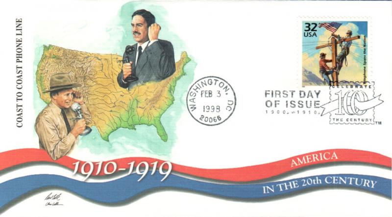 #3183e Transcontinental Phone Line Fleetwood FDC