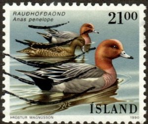 Iceland 686 - Used - 21k Eurasian Wigeon (1990) (cv $0.70) (1)