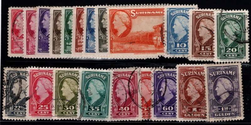 1945 Suriname Scott #- 184-207 Queen Wilhelmina Set/21 Used