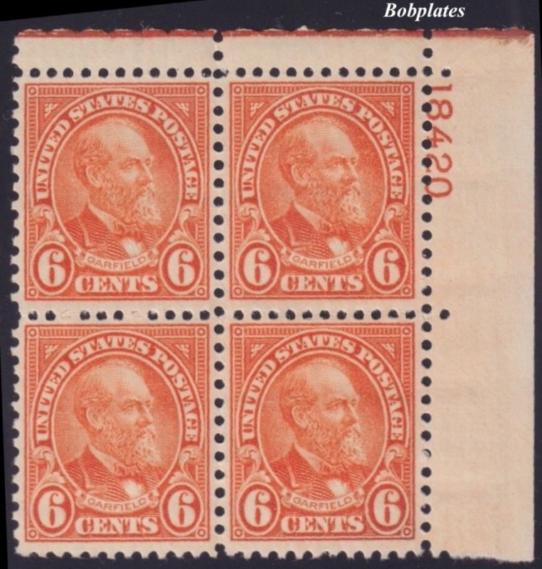 BOBPLATES #638 Garfield Upper Right Plate Block 18420 F-VF MNH SCV=$20