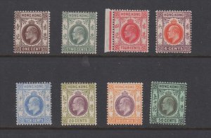 Hong Kong 1904-11 Sc 86,87,90,92,95,98,100,102 MH