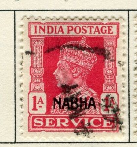 INDIA; NABHA 1943 early GVI Optd issue fine used 1a. value