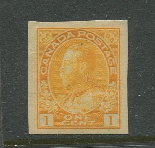 Canada  #136  MLH Imperforate  1924 KGV Single 1c Stamp