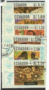 Ecuador;  Scott 759, 759A-759E; 1966; Precanceled; NH; Complete Set; Olympics