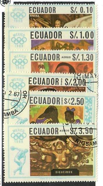 Ecuador;  Scott 759, 759A-759E; 1966; Precanceled; NH; Complete Set; Olympics