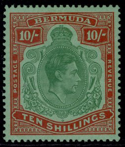 BERMUDA GVI SG119e, 10s green & vermilion/green, LH MINT. Cat £40.