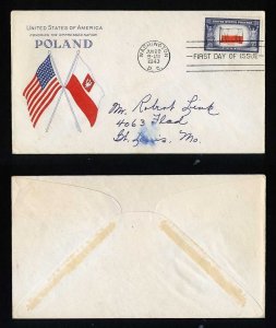 # 909 First Day Cover with Grimsland cachet Washington, DC 6-22-1943 - # 1