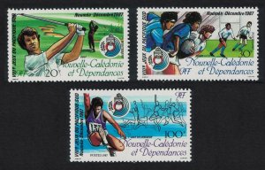 New Caledonia Football Golf Athletics Sports 3v 1987 MNH SG#819-821