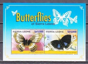 Sierra Leone, Scott cat. 3032 a-b. Butterflies sheet of 2. ^