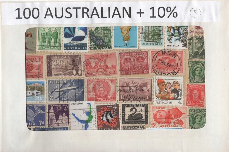 A Nice Selection Of 100 Mixed Condition Stamps From Australia.    #02 AUS100