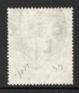 GB QV SG135 10/- Greenish Grey Plate 1 Watermark Anchor Fine Used Cat £4,500