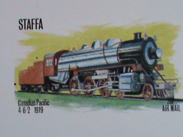 ​STAFFA-SCOTLAND -PROMOTION WORLD FAMOUS TRAINS-IMPERF MNH S/S -EST.$14 VF