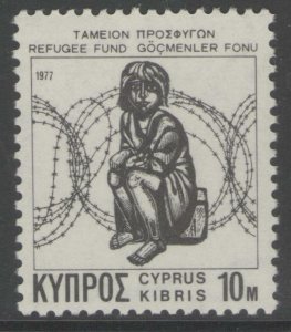 CYPRUS SG481 1977 REFUGEE FUND MNH