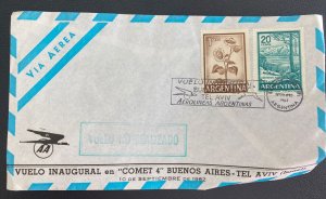 1962 Buenos Aires Argentina First Flight Airmail Cover To Tel Aviv Israel