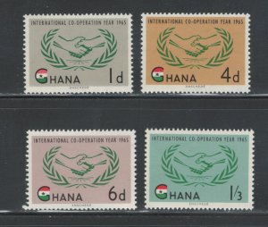 Ghana 1965 International Cooperation Year Scott # 200 - 203 MNH