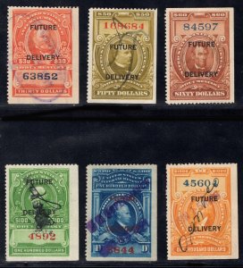 MOMEN: US STAMPS #RC16-RC21 FUTURE DELIVERY REVENUE H/S USED LOT #86581*