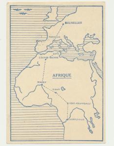 BELGIUM+ BELGIAN CONGO 1937 ROUND TRIP FLIGHT CARD, LEOPOLDVILLE-BRUXELLES