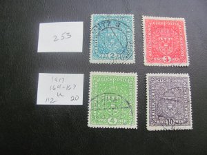 AUSTRIA 1917 USED SC 164-167 SET VF/XF $112 (253)