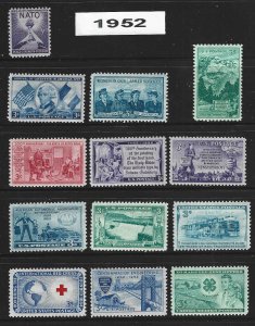  PCBstamps   US 1952 Commemoratives Year Set, #1004-1016, (13 varieties), (3)