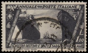 Italy 300 - Used - 1L Ships, Steamers / Galleons (1932) (cv $6.50) (2)