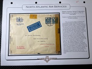 1943 Censored Sweden Airmail Cover Malmo to Los Angeles CA USA via Great Britain