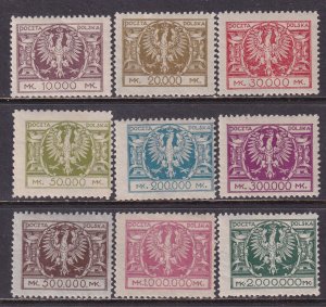 Poland 1924 Sc 205-14 Arms of Poland (Set missing #209) Stamp MH