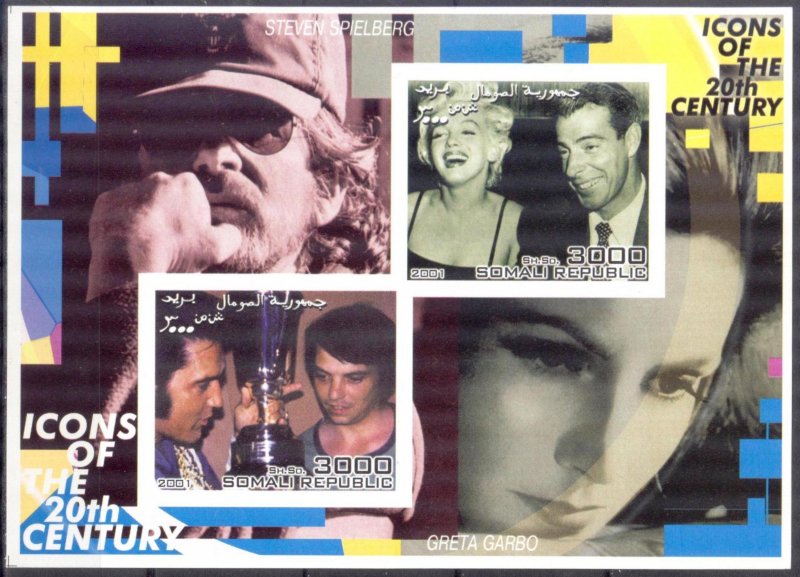 Somalia 2001 Famous People (XI) S. Spielberg G. Garbo Imperf. Sheet MNH Private