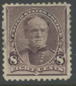 US Sc#225 1890 8c Sherman ABN Small Size Almost VF Light Cancel Used w/thin