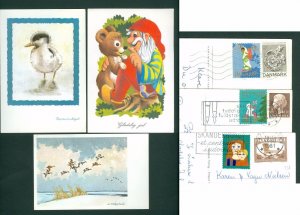 Denmark. 3 Christmas Card With Seal/Stamps 1979-1980-1981. Santa,Bear,Ducks.