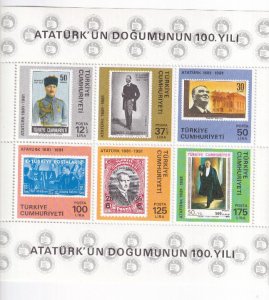 LI08 Turkey 1981 The 100th Anniv of the Birth of Kemal Ataturk souvenir sheet
