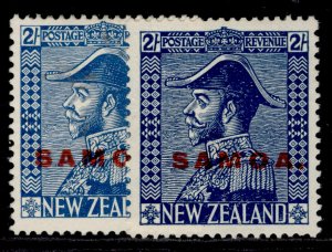Samoa GV SG165 + 167, 2s Paper Varieties, Unused Cat-