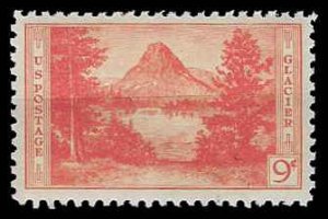 PCBstamps  US # 748 9c Glacier National Park, MH, gum skip, (10)