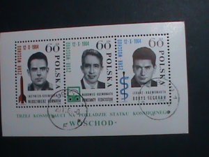 POLAND-1964-SC# 1278a THREE RUSSIAN APACE HEROES CTO: S/S VERY FINE