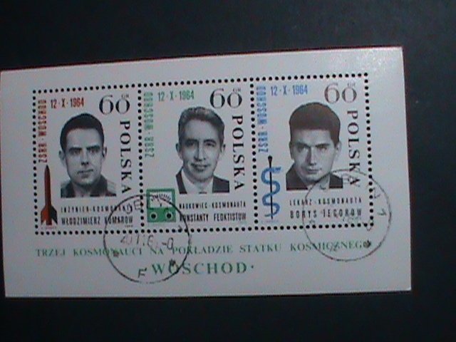 POLAND-1964-SC# 1278a THREE RUSSIAN APACE HEROES CTO: S/S VERY FINE