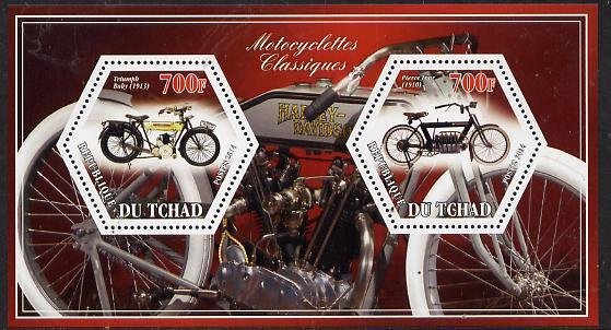 CHAD - 2014 - Motorcycles - Perf 2v Sheet #2 - MNH - Private Issue