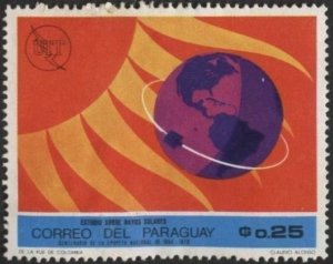 Paraguay 1147 (mh, water damage) 25c space missions: solar flares (1969)