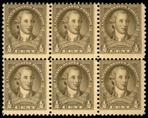 US Sc 704 MNH BLOCK of 6 - 1932 ½¢ - Washington at Age 45 - See Scans