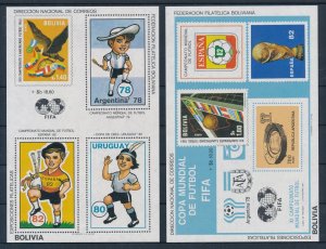 [111053] Bolivia 1980 Football soccer Championship 2 Souvenir sheets MNH