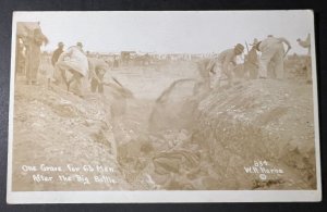 1914 Mexico Postcard Cover Mexican Revolution RPPC Big Battle Mass Grave 63 Men