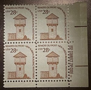 Scott#: 1604 - Ft. Nisqually, Washington 1978 28c Zip Block of Four MNH OG