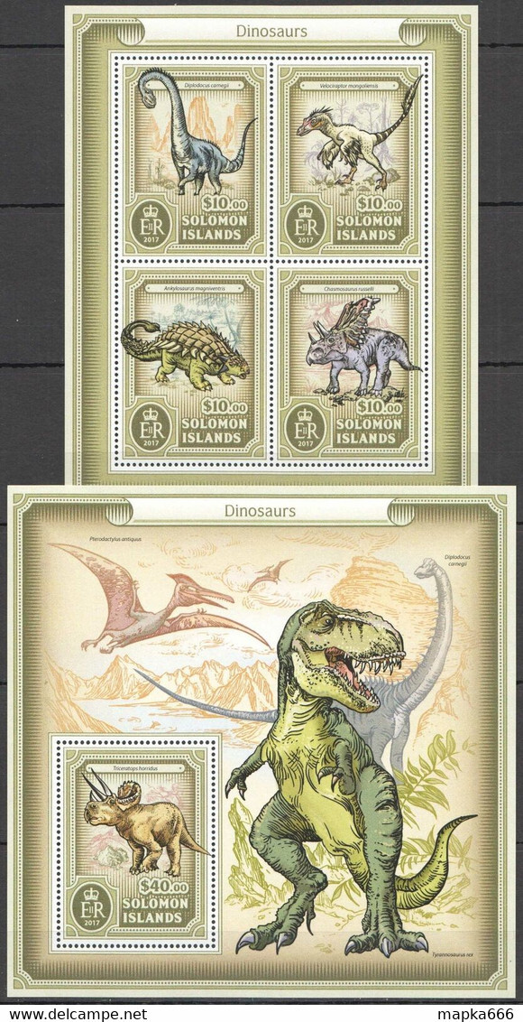 2017 Solomon Islands Dinosaurs Prehistoric Animals 425559 1+1