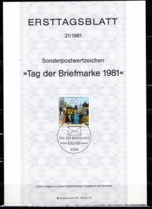 Germany Bund Scott # 1381, used, fd cancellation on sheetlet