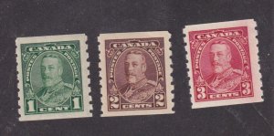 CANADA # 228-230 VF-MNH  KGV 1ct-3cts COILS CAT VALUE $195